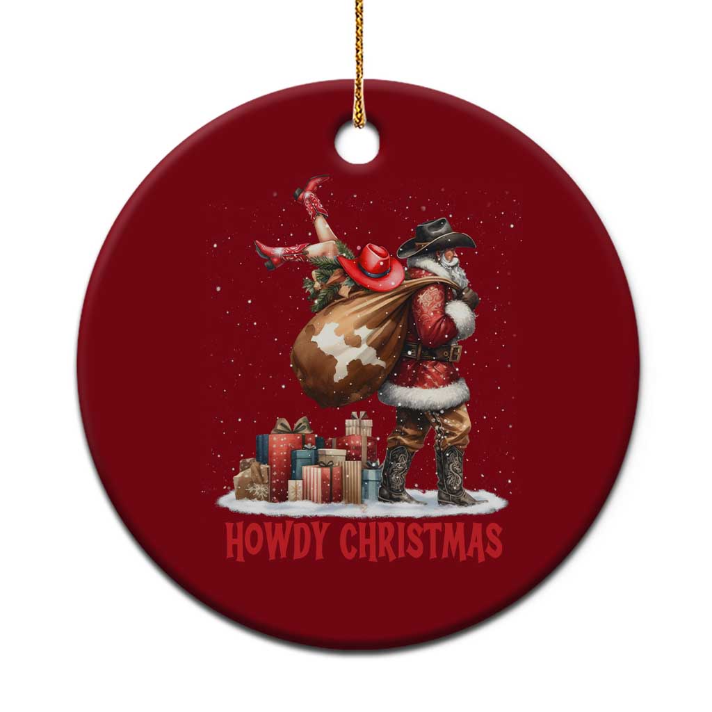 Cowboy Santa Christmas Ceramic Ornament Funny Western Xmas - Wonder Print Shop