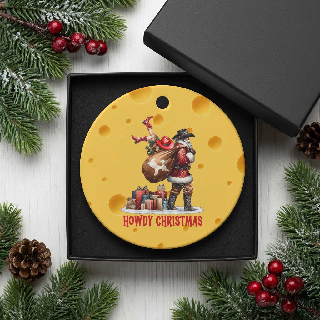 Cowboy Santa Christmas Ceramic Ornament Funny Western Xmas - Wonder Print Shop