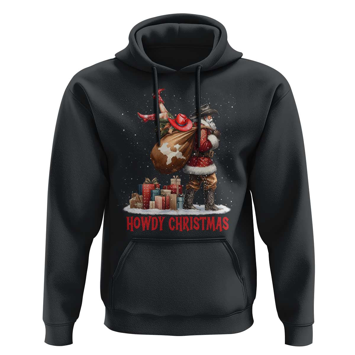 Cowboy Santa Christmas Hoodie Funny Western Xmas - Wonder Print Shop