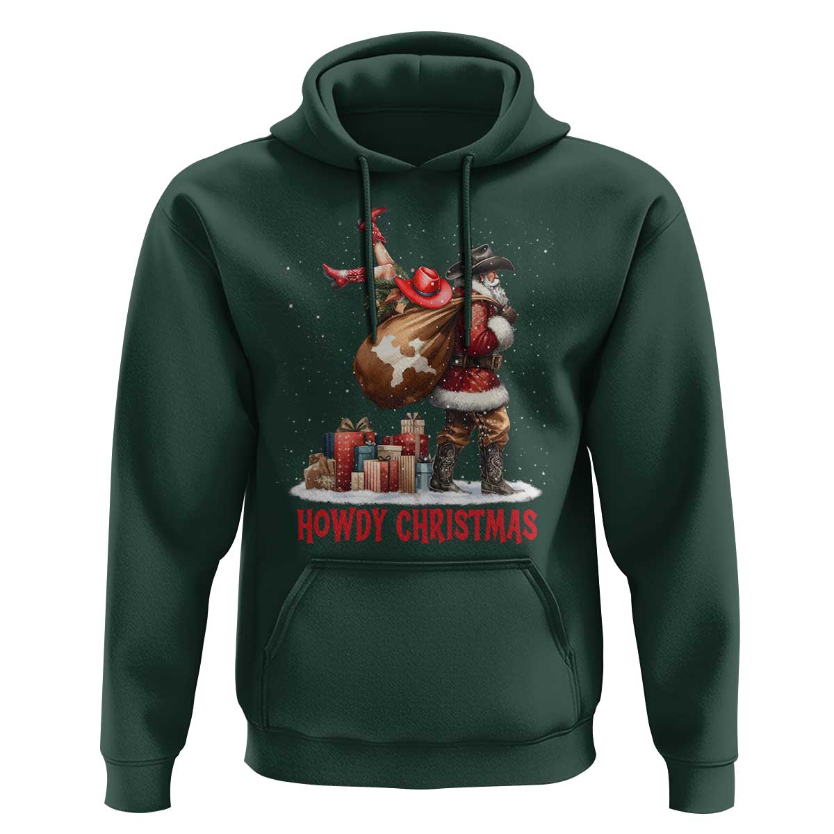 Cowboy Santa Christmas Hoodie Funny Western Xmas - Wonder Print Shop