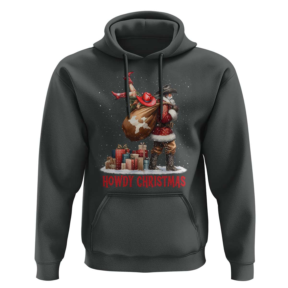 Cowboy Santa Christmas Hoodie Funny Western Xmas - Wonder Print Shop
