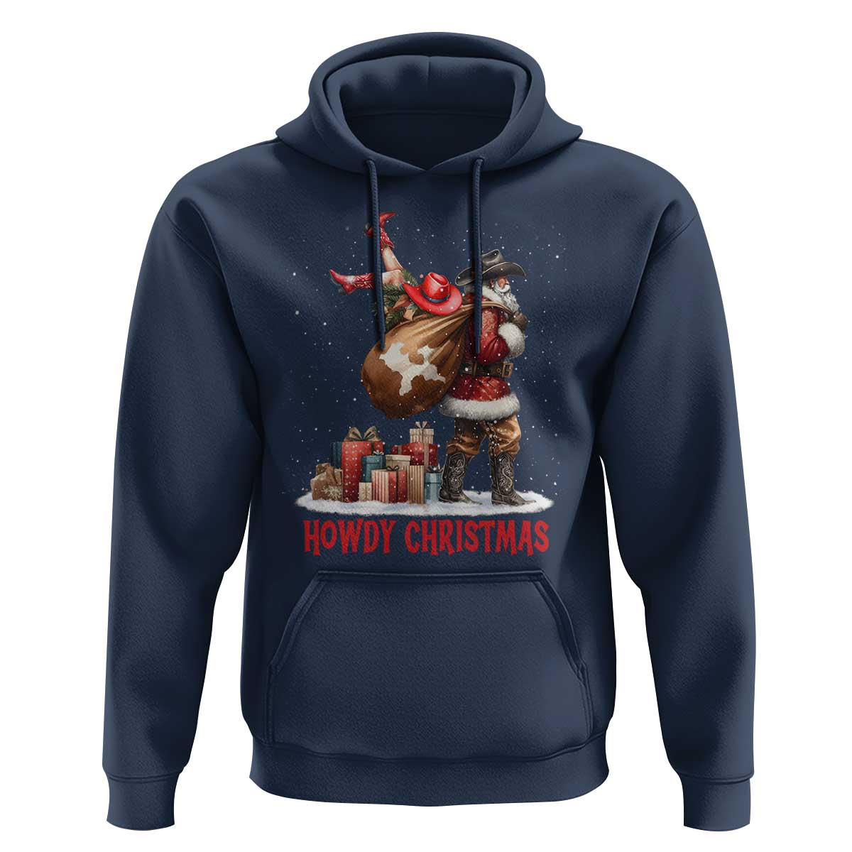Cowboy Santa Christmas Hoodie Funny Western Xmas - Wonder Print Shop