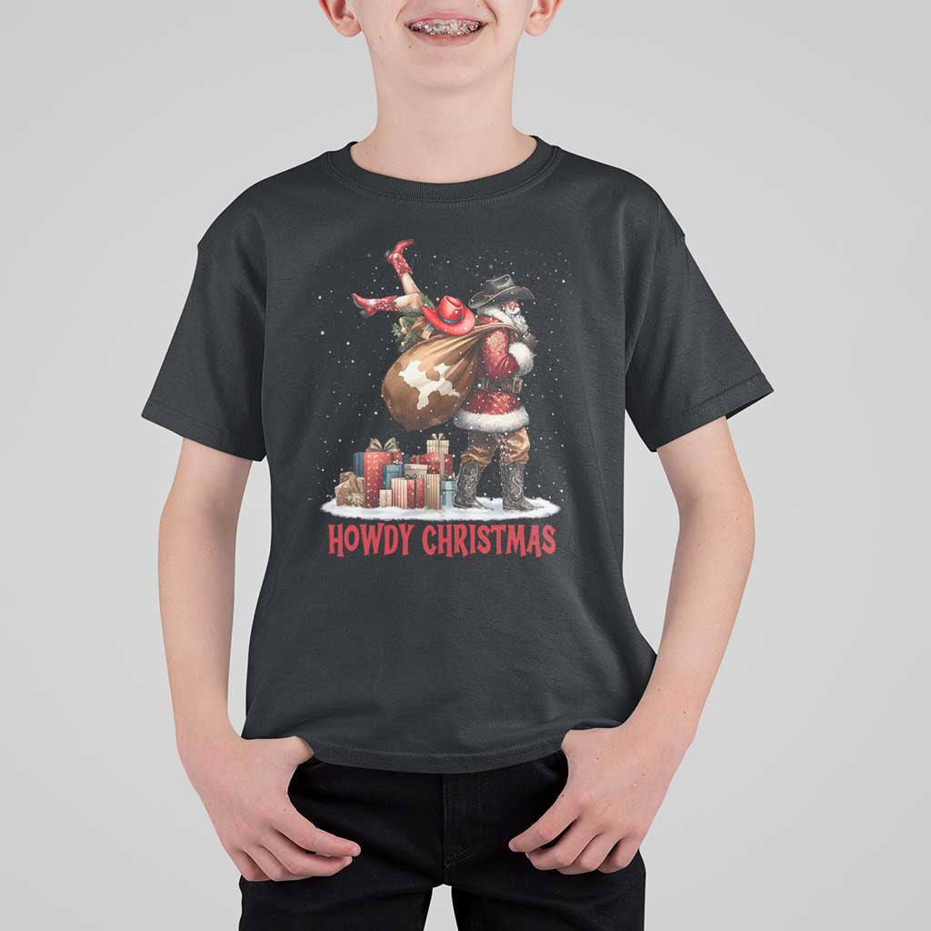 Cowboy Santa Christmas T Shirt For Kid Funny Western Xmas - Wonder Print Shop