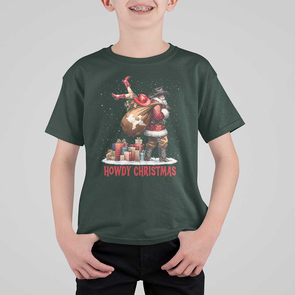 Cowboy Santa Christmas T Shirt For Kid Funny Western Xmas - Wonder Print Shop