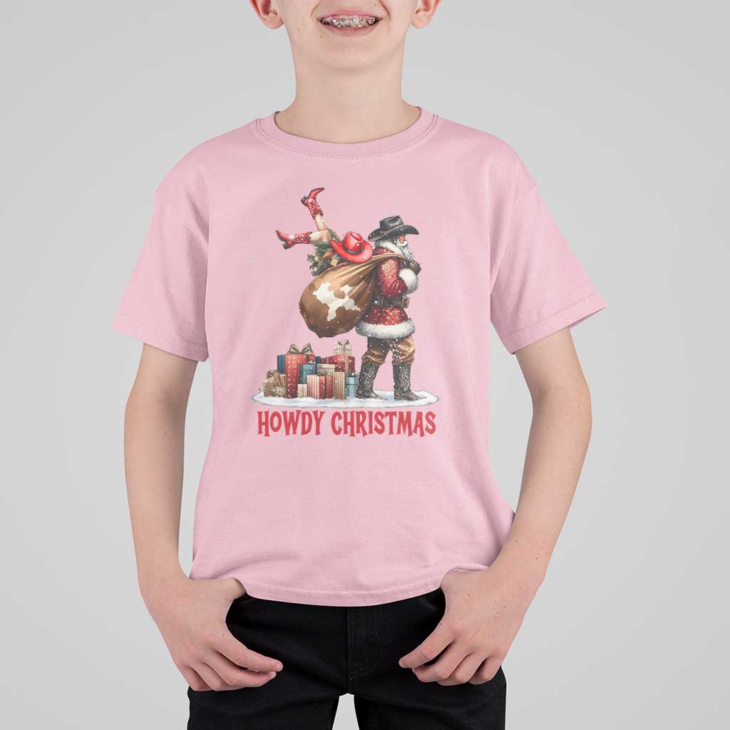 Cowboy Santa Christmas T Shirt For Kid Funny Western Xmas - Wonder Print Shop