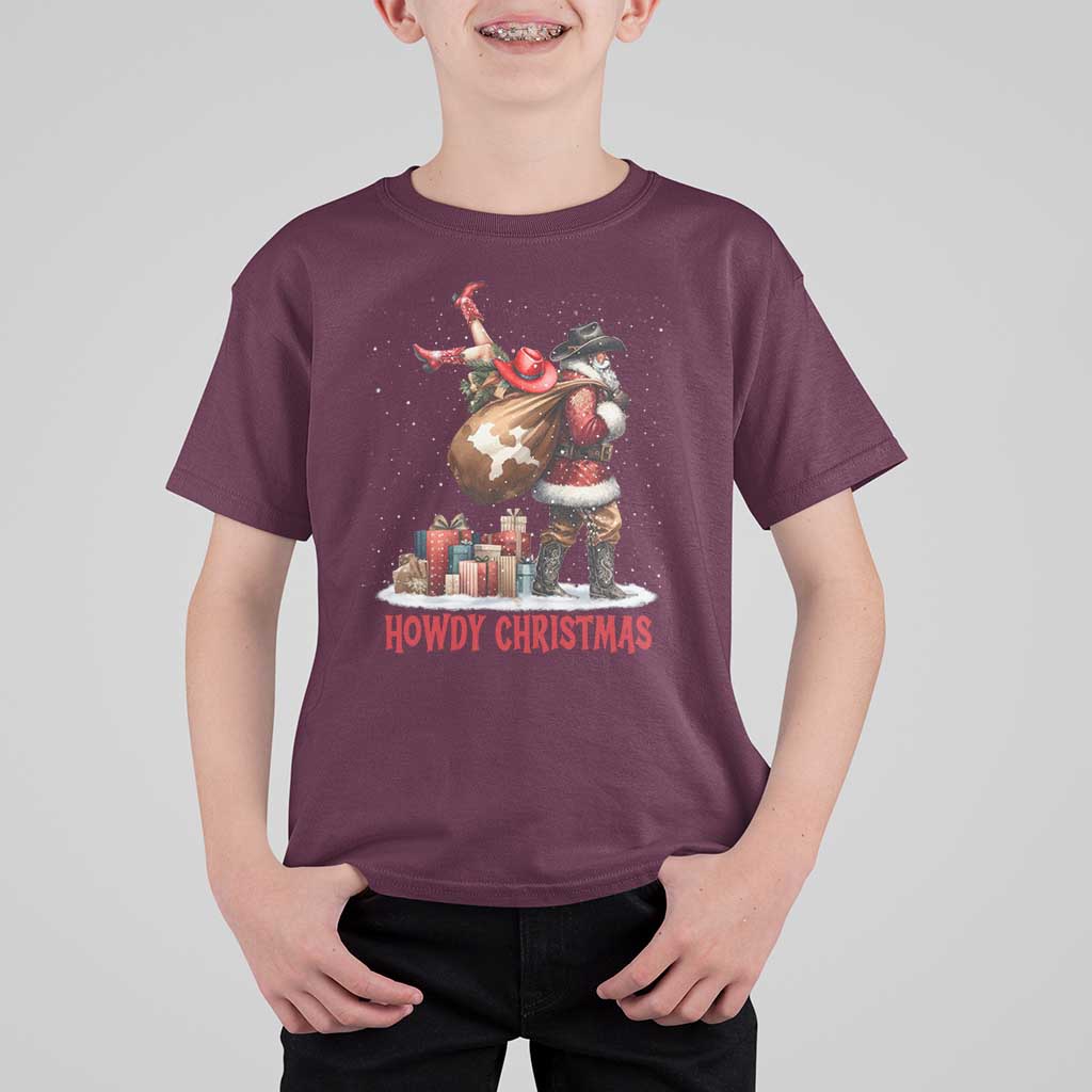 Cowboy Santa Christmas T Shirt For Kid Funny Western Xmas - Wonder Print Shop