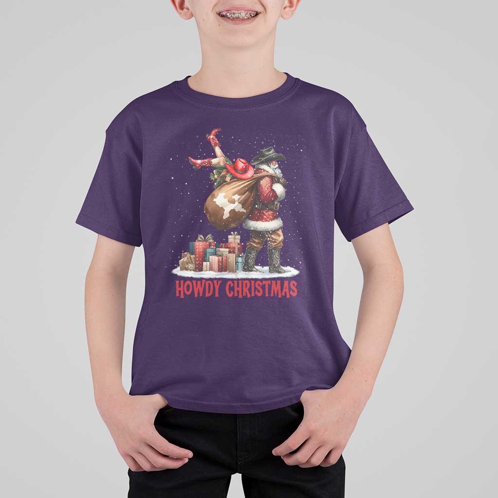 Cowboy Santa Christmas T Shirt For Kid Funny Western Xmas - Wonder Print Shop