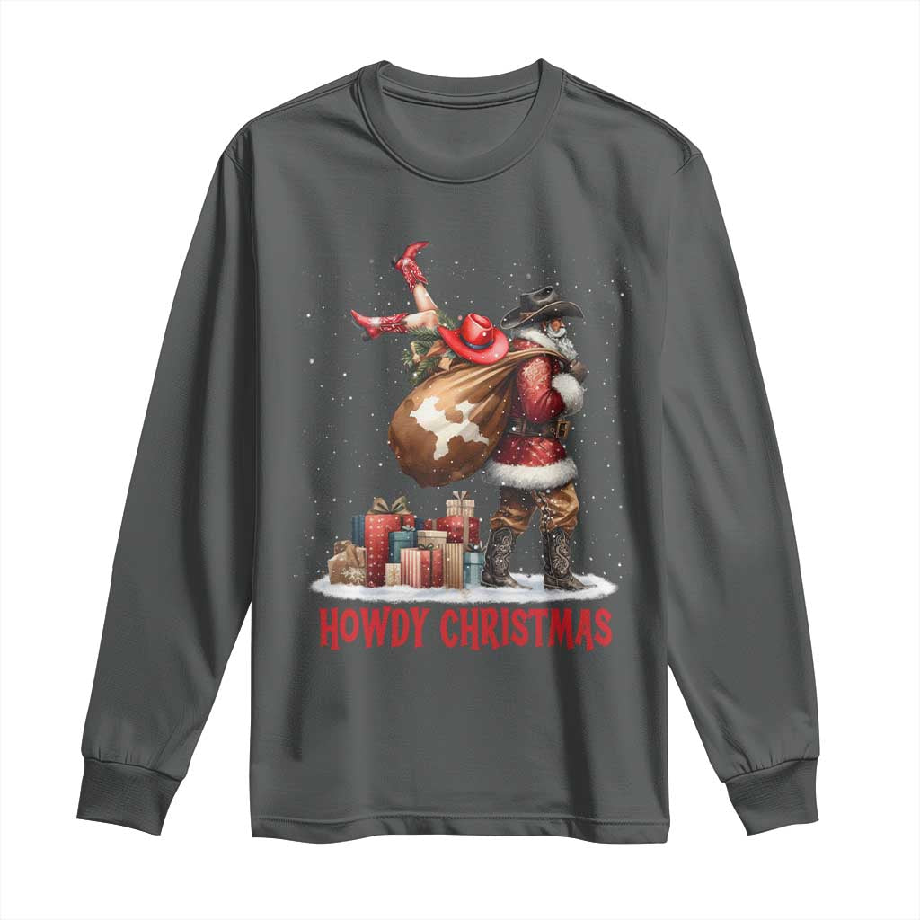 Cowboy Santa Christmas Long Sleeve Shirt Funny Western Xmas - Wonder Print Shop