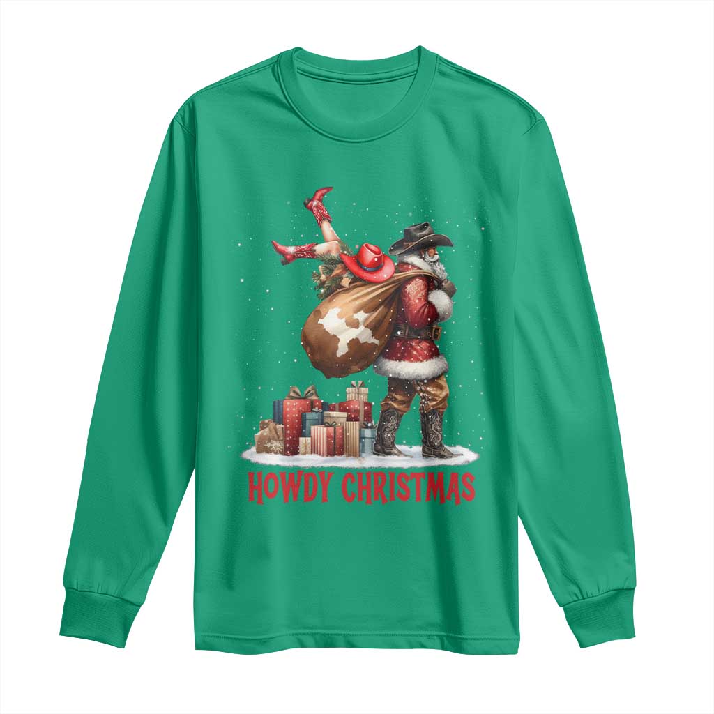 Cowboy Santa Christmas Long Sleeve Shirt Funny Western Xmas - Wonder Print Shop