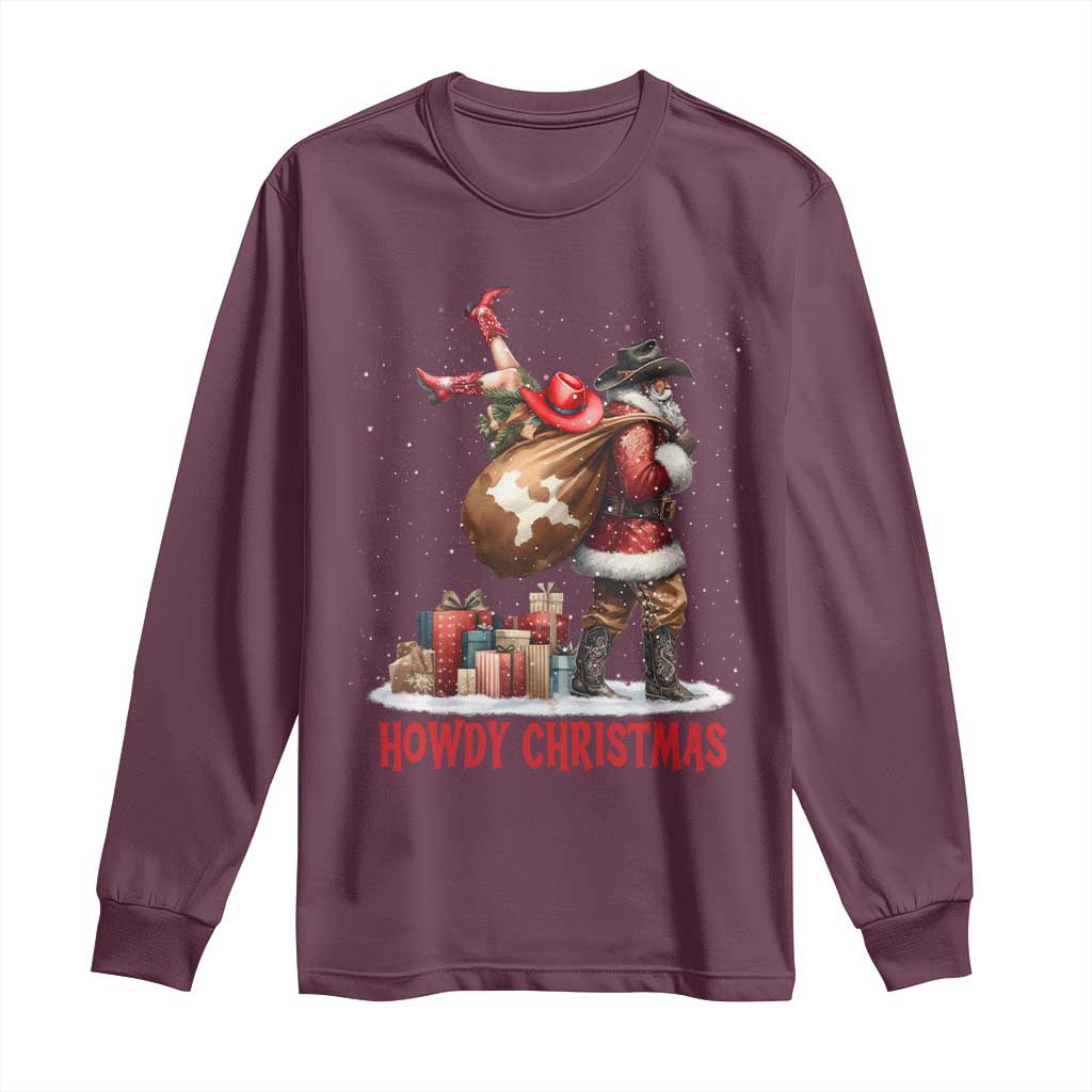 Cowboy Santa Christmas Long Sleeve Shirt Funny Western Xmas - Wonder Print Shop