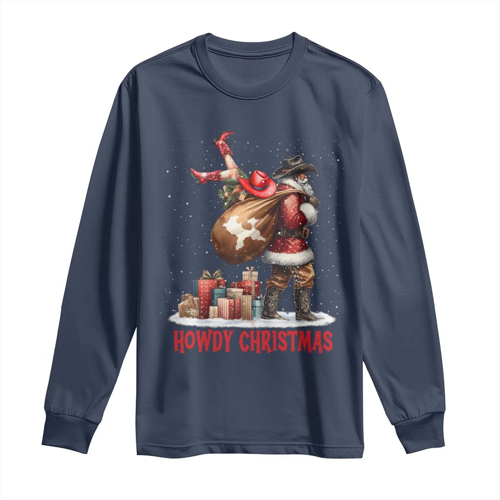 Cowboy Santa Christmas Long Sleeve Shirt Funny Western Xmas - Wonder Print Shop