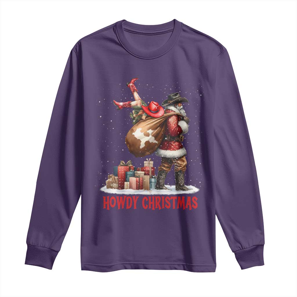 Cowboy Santa Christmas Long Sleeve Shirt Funny Western Xmas - Wonder Print Shop