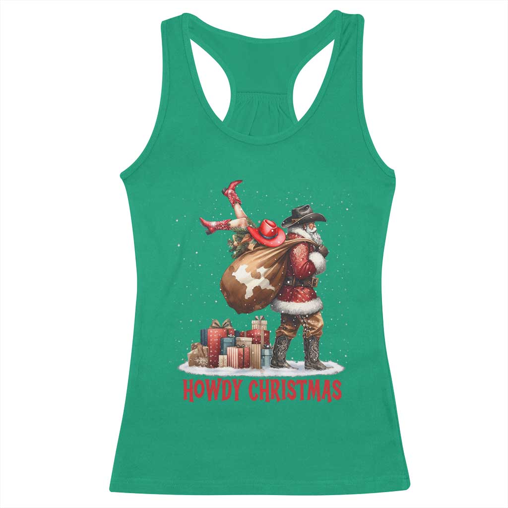 Cowboy Santa Christmas Racerback Tank Top Funny Western Xmas - Wonder Print Shop