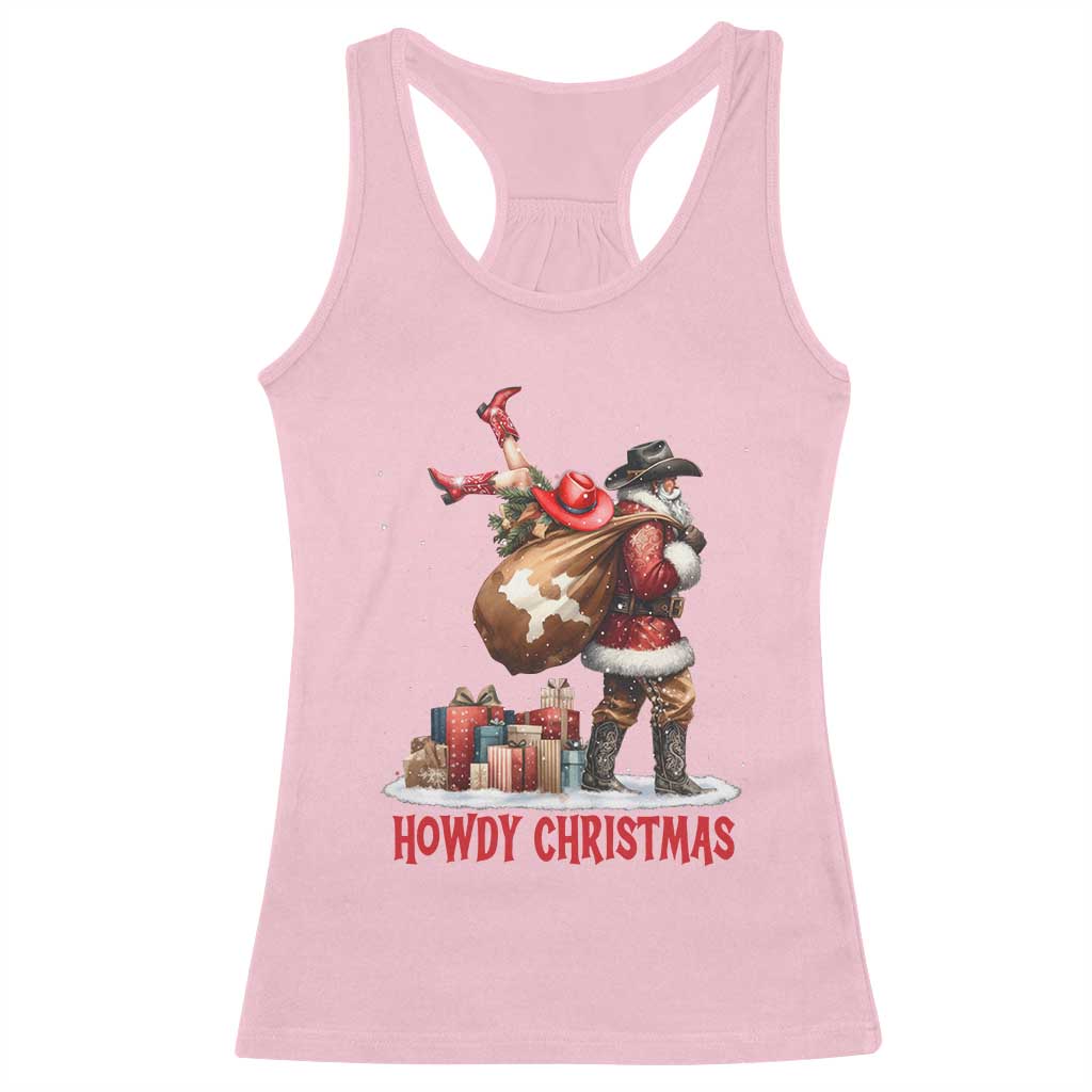 Cowboy Santa Christmas Racerback Tank Top Funny Western Xmas - Wonder Print Shop