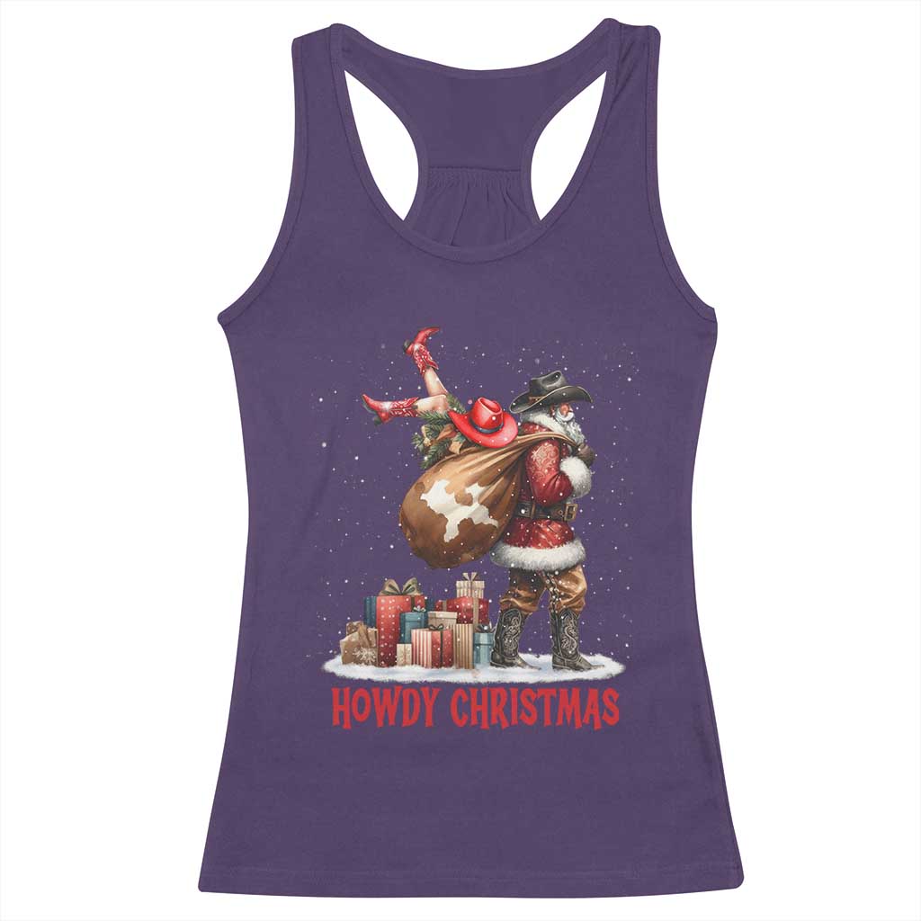 Cowboy Santa Christmas Racerback Tank Top Funny Western Xmas - Wonder Print Shop