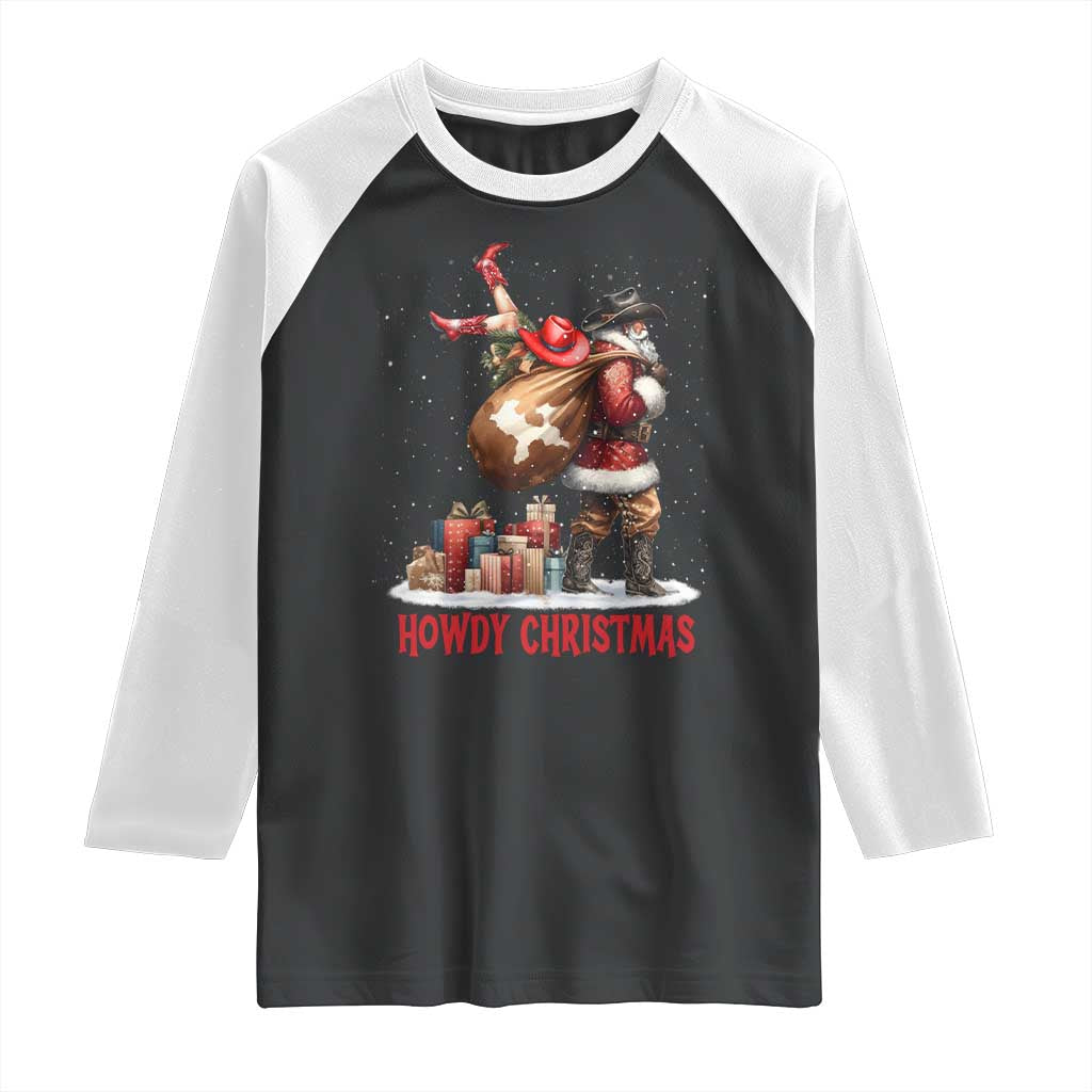 Cowboy Santa Christmas Raglan Shirt Funny Western Xmas - Wonder Print Shop