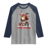 Cowboy Santa Christmas Raglan Shirt Funny Western Xmas - Wonder Print Shop