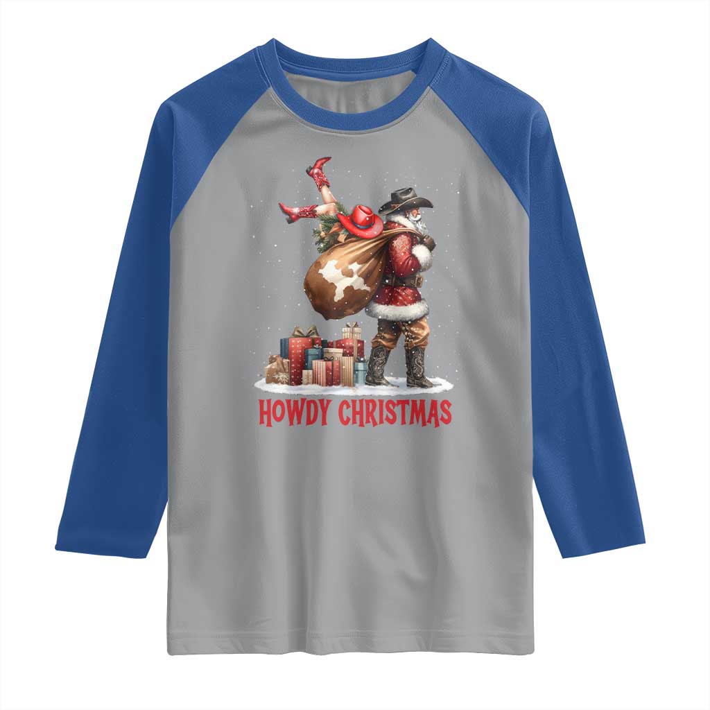 Cowboy Santa Christmas Raglan Shirt Funny Western Xmas - Wonder Print Shop