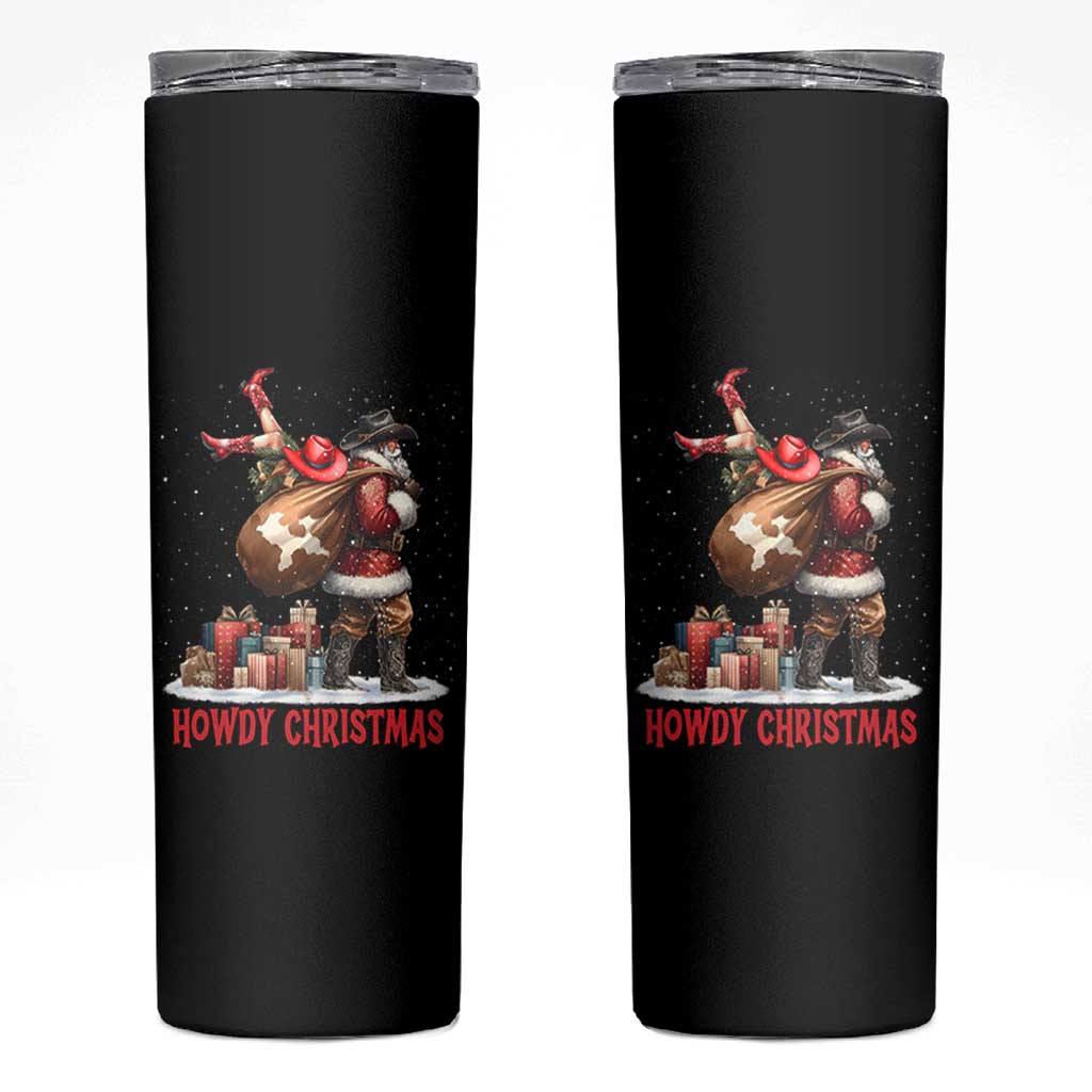 Cowboy Santa Christmas Skinny Tumbler Funny Western Xmas - Wonder Print Shop