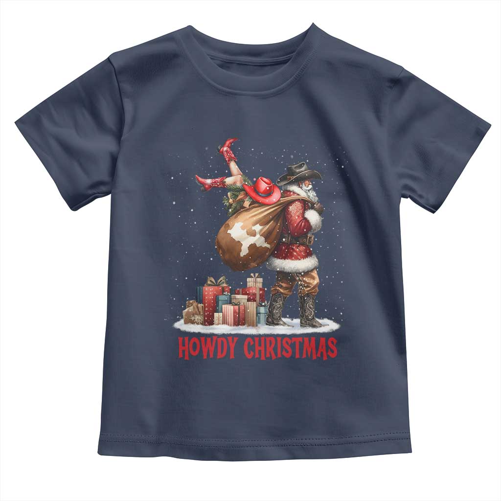Cowboy Santa Christmas Toddler T Shirt Funny Western Xmas - Wonder Print Shop