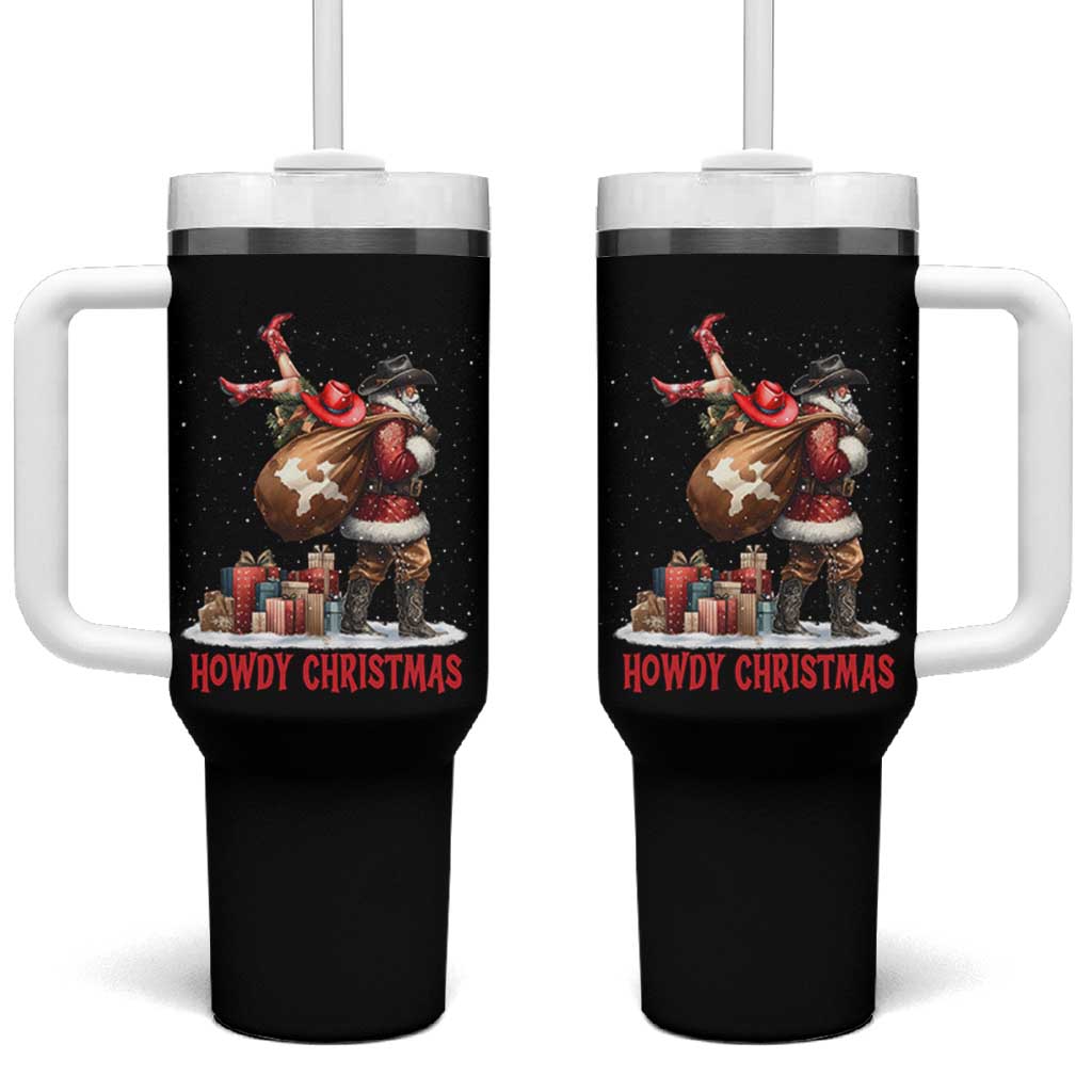 Cowboy Santa Christmas Tumbler With Handle Funny Western Xmas - Wonder Print Shop
