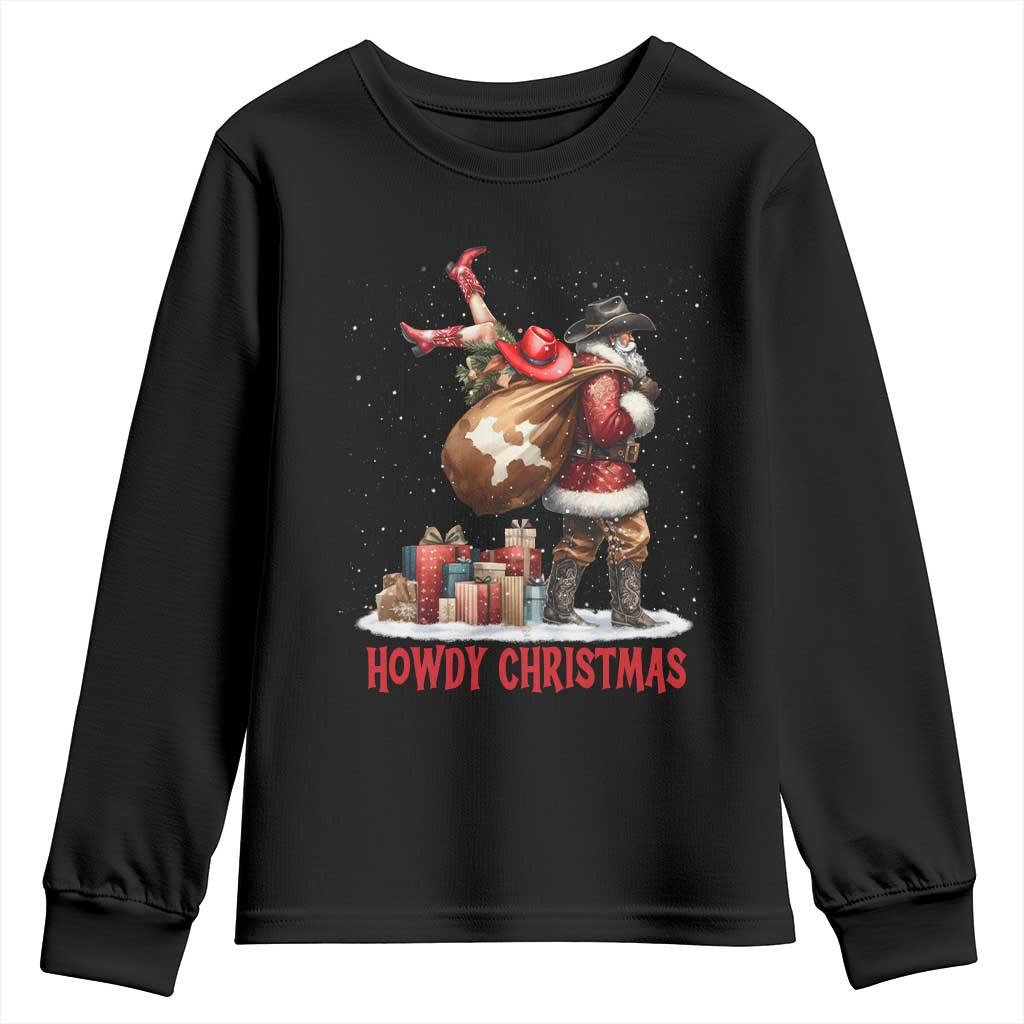 Cowboy Santa Christmas Youth Sweatshirt Funny Western Xmas - Wonder Print Shop