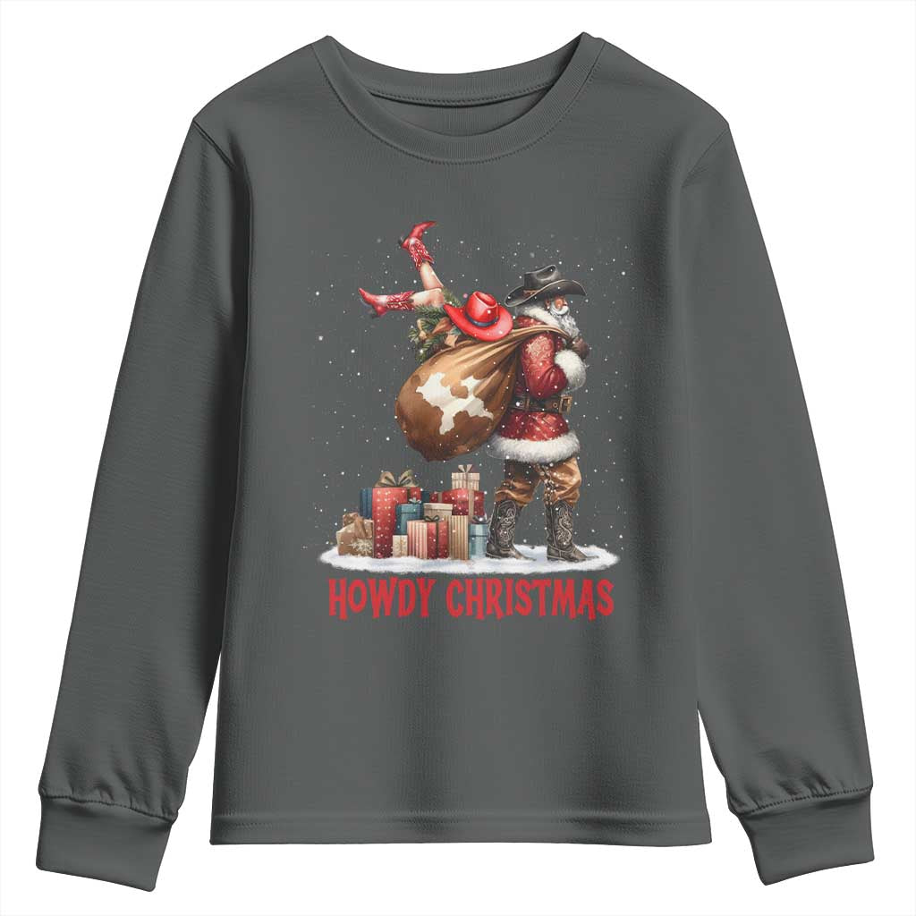 Cowboy Santa Christmas Youth Sweatshirt Funny Western Xmas - Wonder Print Shop