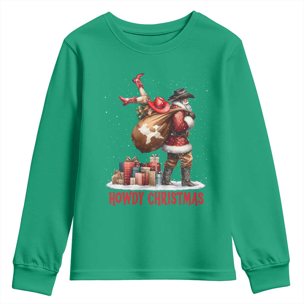 Cowboy Santa Christmas Youth Sweatshirt Funny Western Xmas - Wonder Print Shop