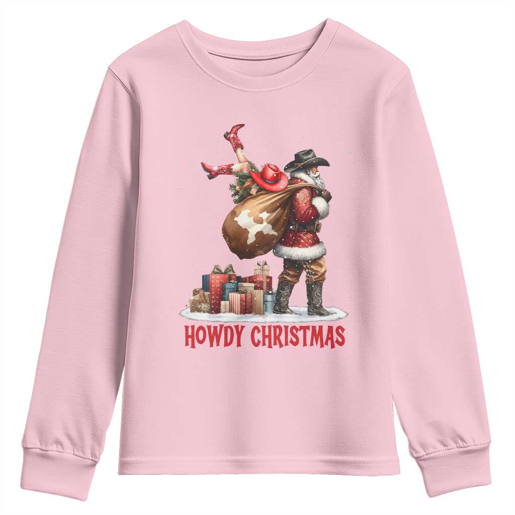 Cowboy Santa Christmas Youth Sweatshirt Funny Western Xmas - Wonder Print Shop