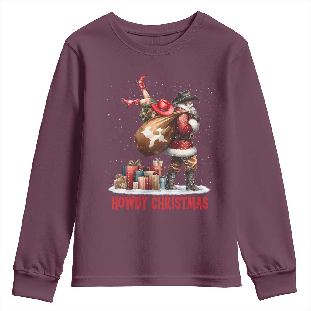 Cowboy Santa Christmas Youth Sweatshirt Funny Western Xmas - Wonder Print Shop