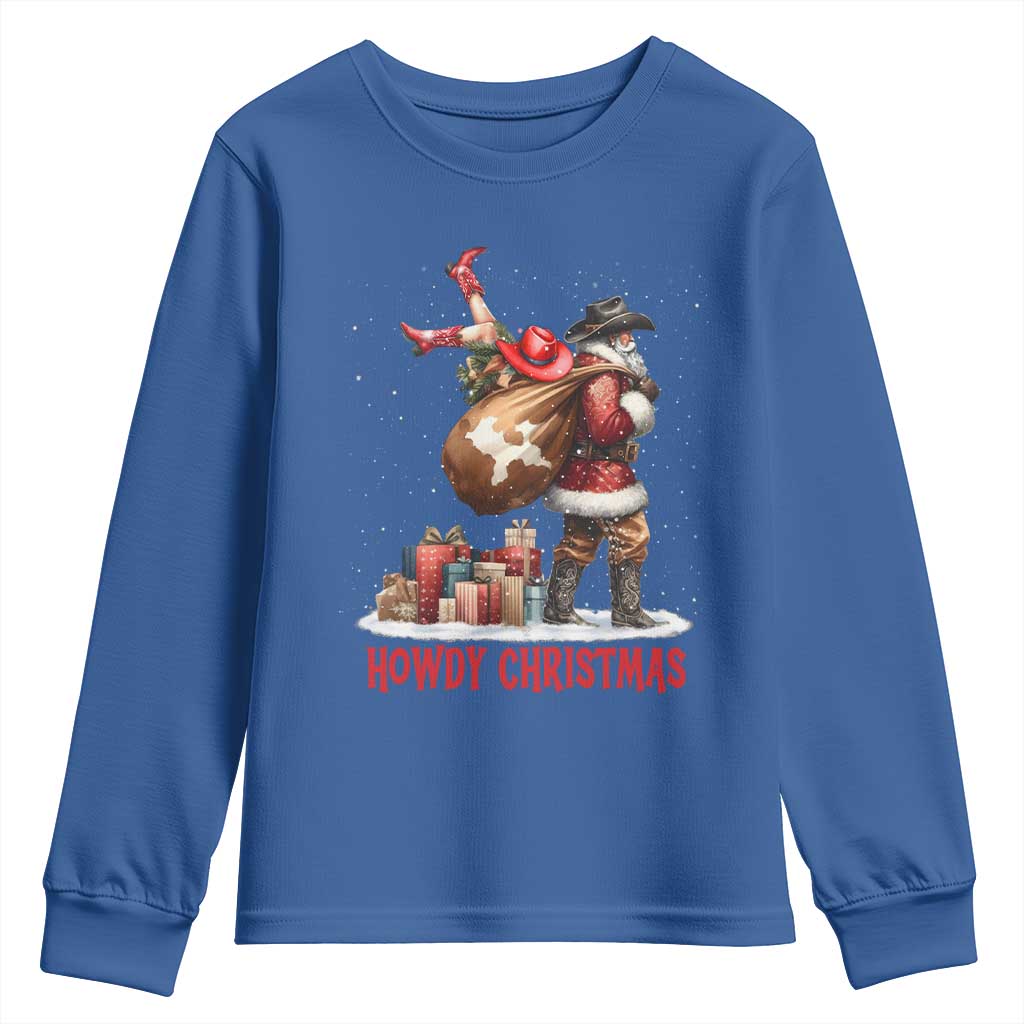 Cowboy Santa Christmas Youth Sweatshirt Funny Western Xmas - Wonder Print Shop