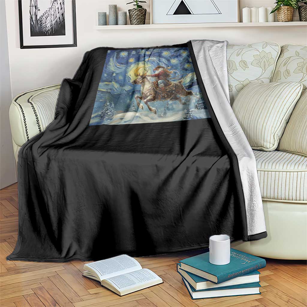 Cowboy Santa Starry Night Christmas Throw Blanket - Wonder Print Shop