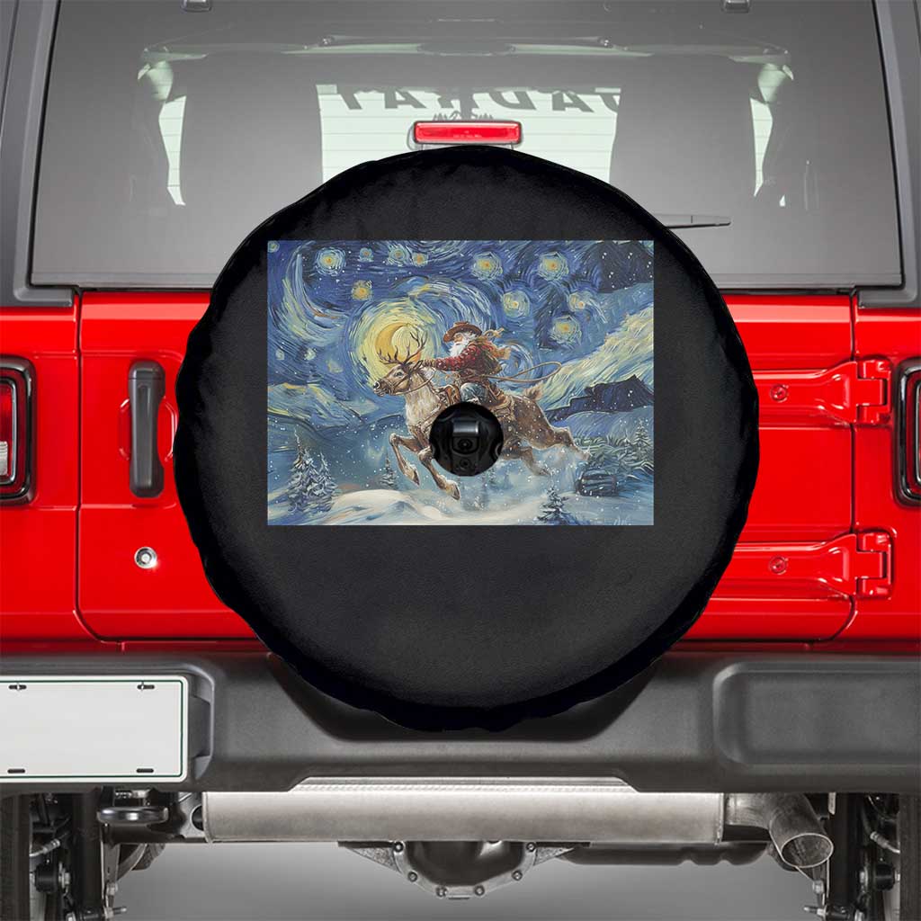 Cowboy Santa Starry Night Christmas Spare Tire Cover - Wonder Print Shop