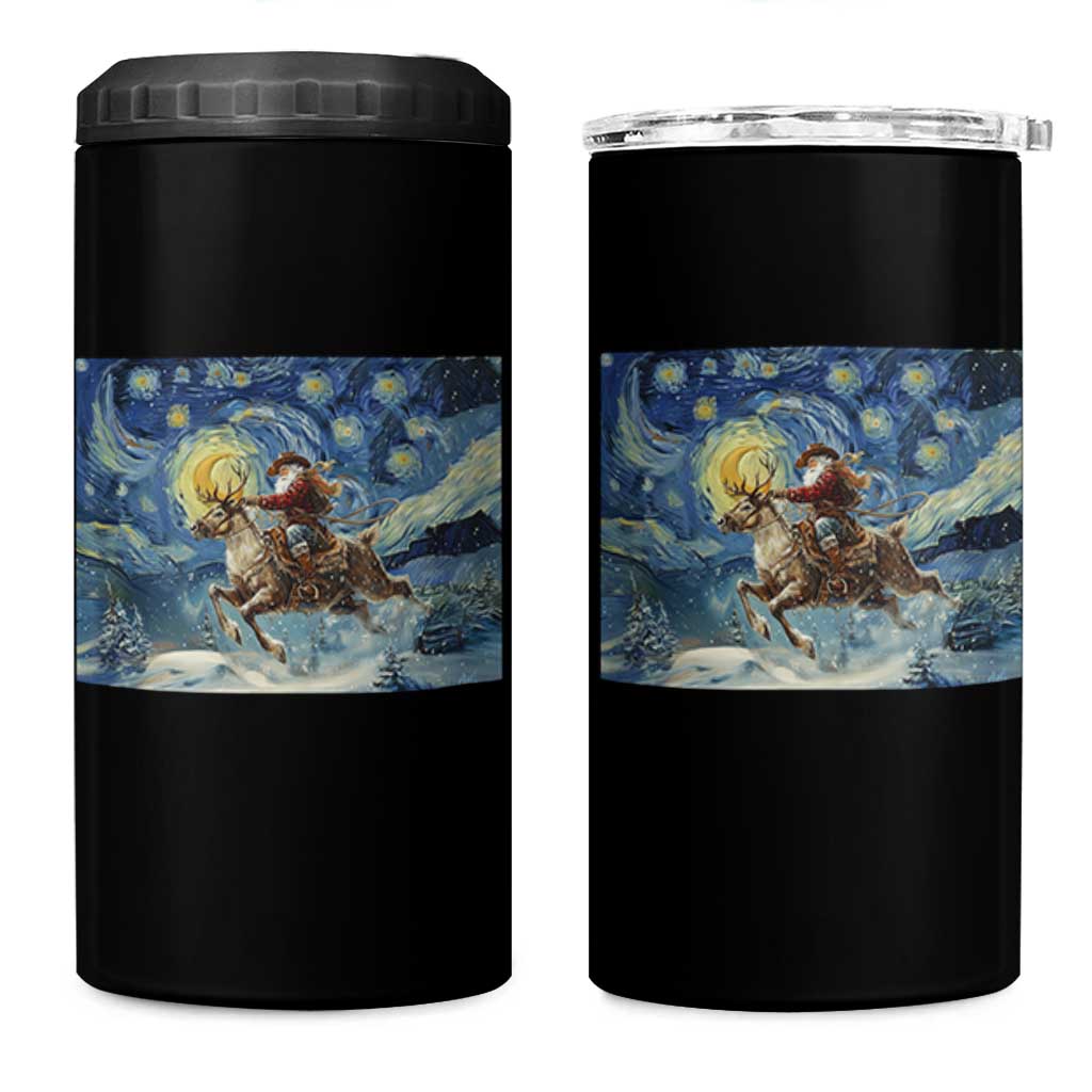 Cowboy Santa Starry Night Christmas 4 in 1 Can Cooler Tumbler - Wonder Print Shop