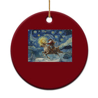 Cowboy Santa Starry Night Christmas Ceramic Ornament - Wonder Print Shop