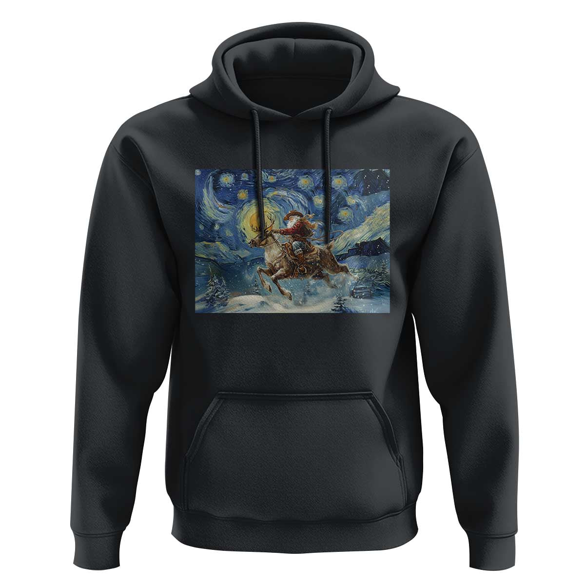Cowboy Santa Starry Night Christmas Hoodie - Wonder Print Shop