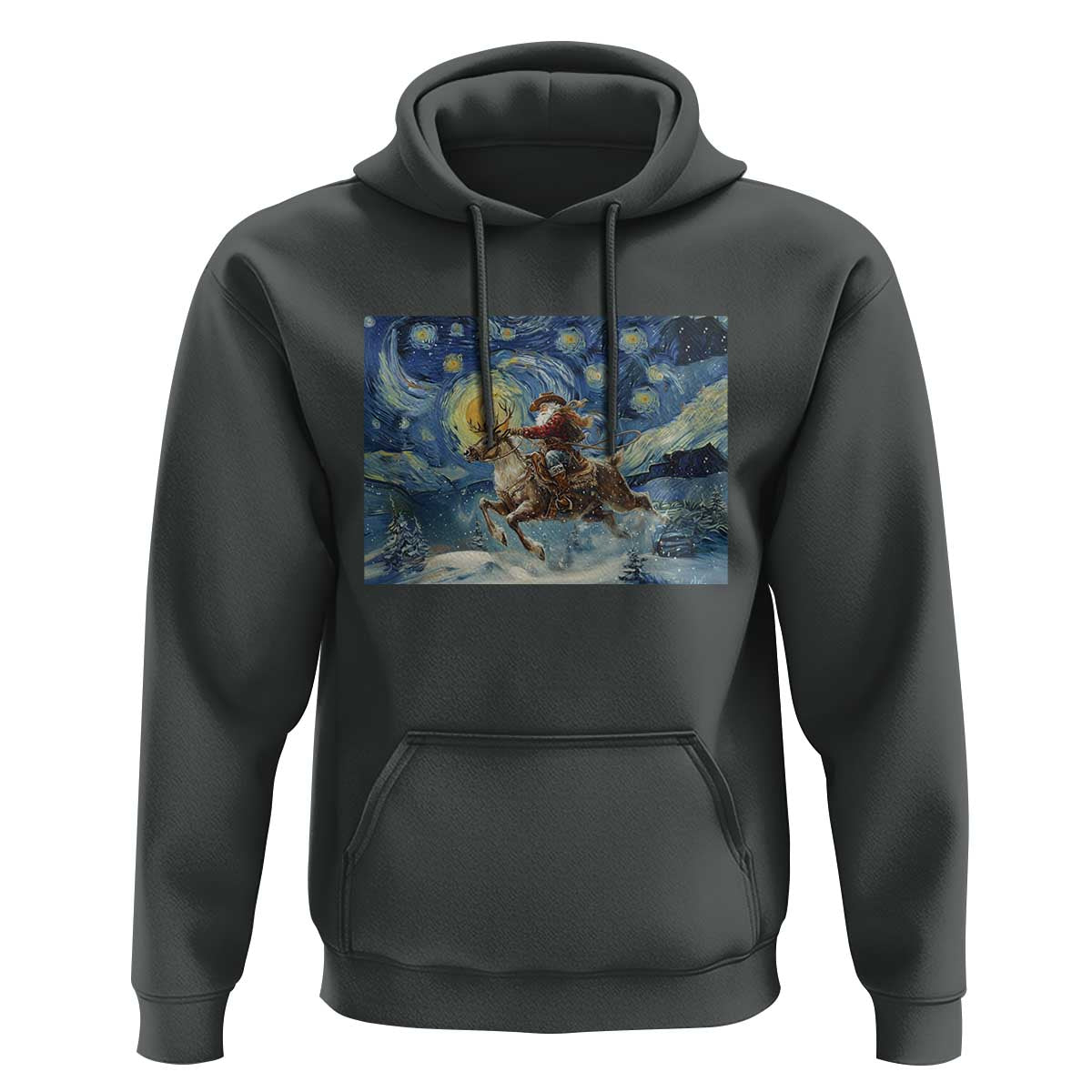 Cowboy Santa Starry Night Christmas Hoodie - Wonder Print Shop