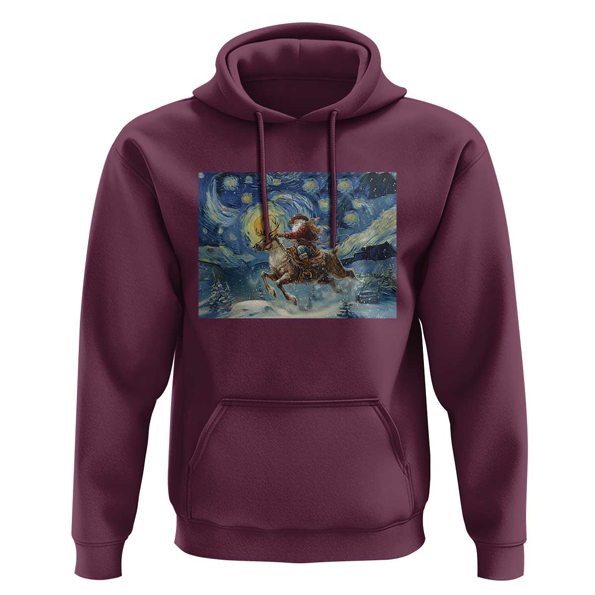 Cowboy Santa Starry Night Christmas Hoodie - Wonder Print Shop