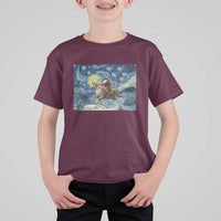 Cowboy Santa Starry Night Christmas T Shirt For Kid - Wonder Print Shop