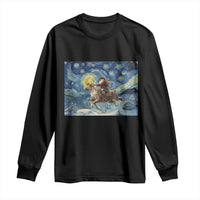 Cowboy Santa Starry Night Christmas Long Sleeve Shirt - Wonder Print Shop