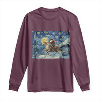 Cowboy Santa Starry Night Christmas Long Sleeve Shirt - Wonder Print Shop