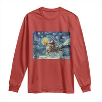 Cowboy Santa Starry Night Christmas Long Sleeve Shirt - Wonder Print Shop
