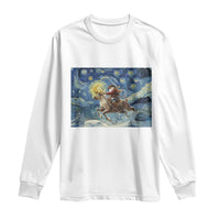 Cowboy Santa Starry Night Christmas Long Sleeve Shirt - Wonder Print Shop