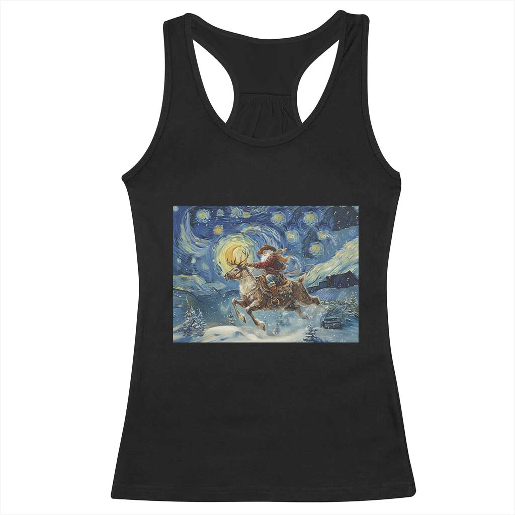Cowboy Santa Starry Night Christmas Racerback Tank Top - Wonder Print Shop