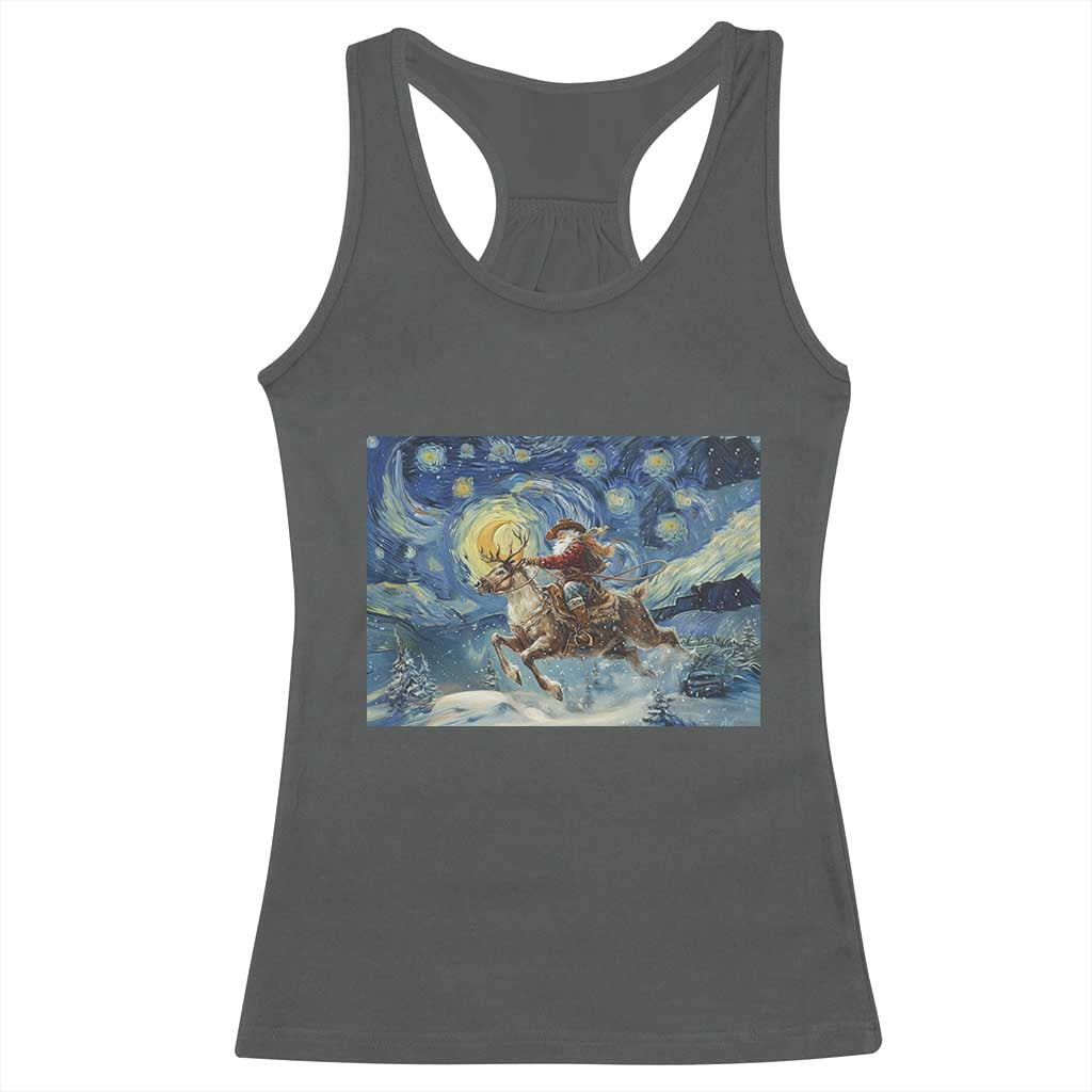 Cowboy Santa Starry Night Christmas Racerback Tank Top - Wonder Print Shop