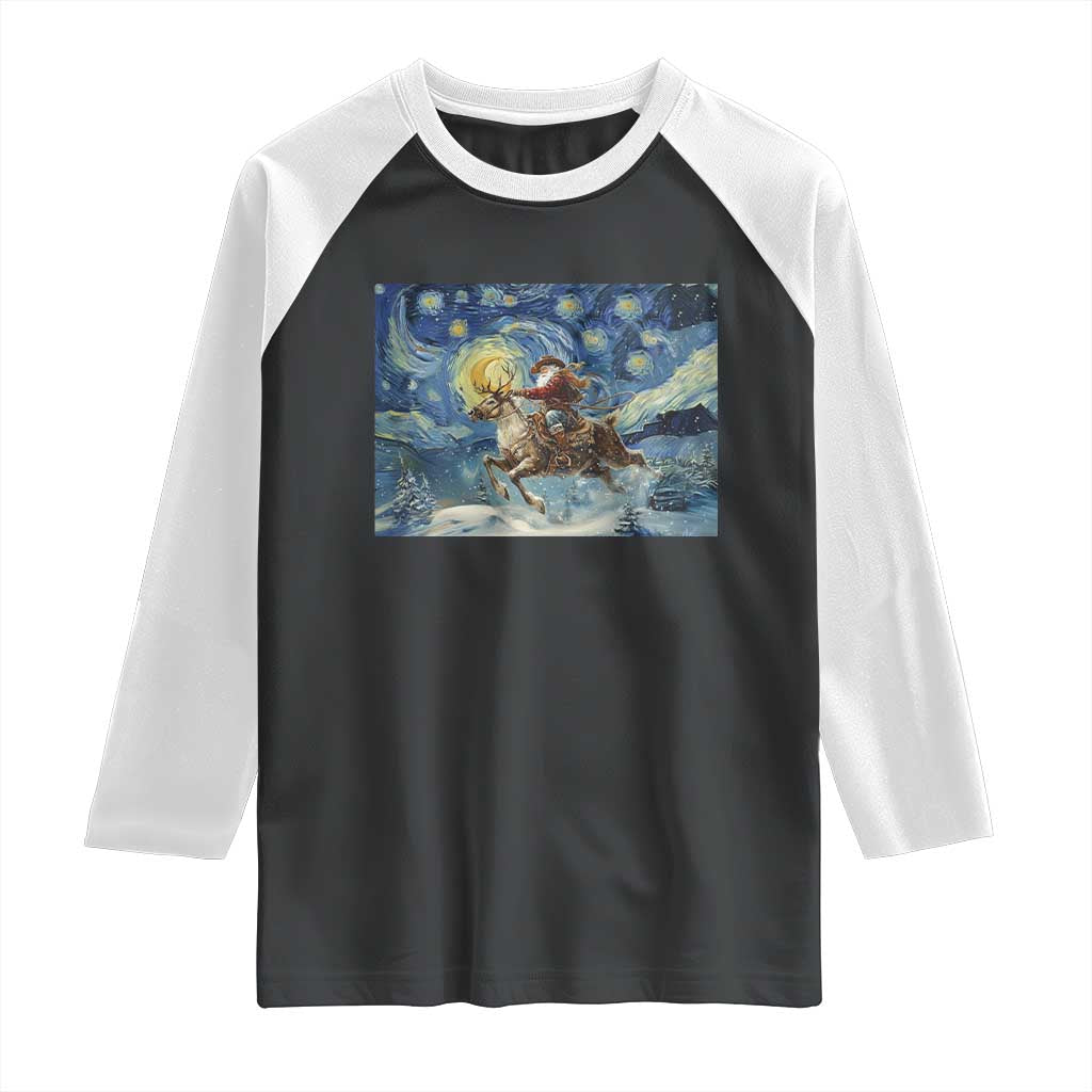 Cowboy Santa Starry Night Christmas Raglan Shirt - Wonder Print Shop