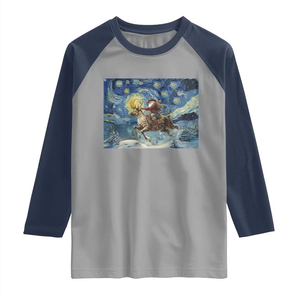 Cowboy Santa Starry Night Christmas Raglan Shirt - Wonder Print Shop