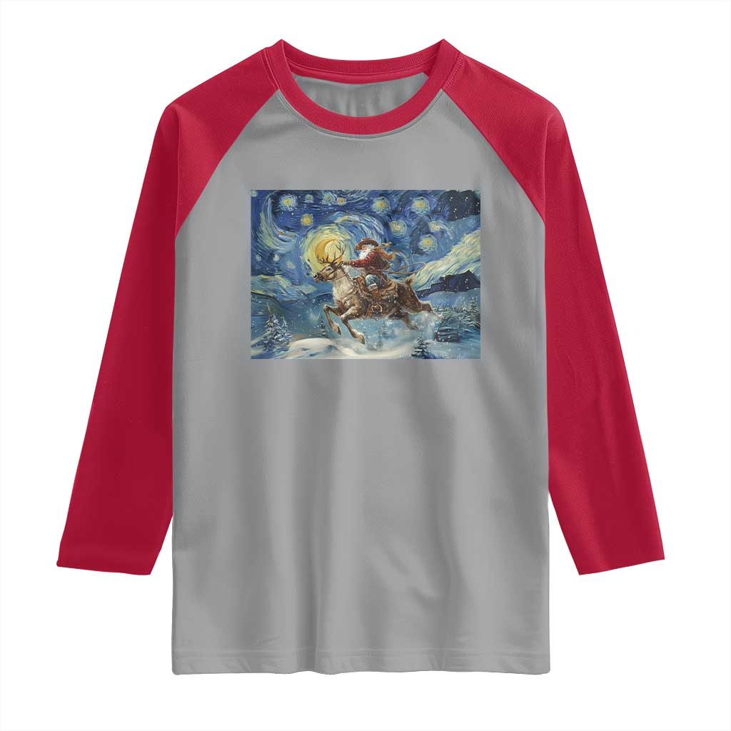 Cowboy Santa Starry Night Christmas Raglan Shirt - Wonder Print Shop