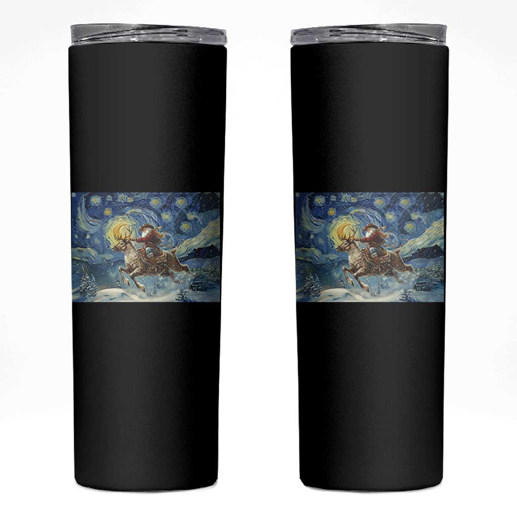 Cowboy Santa Starry Night Christmas Skinny Tumbler - Wonder Print Shop