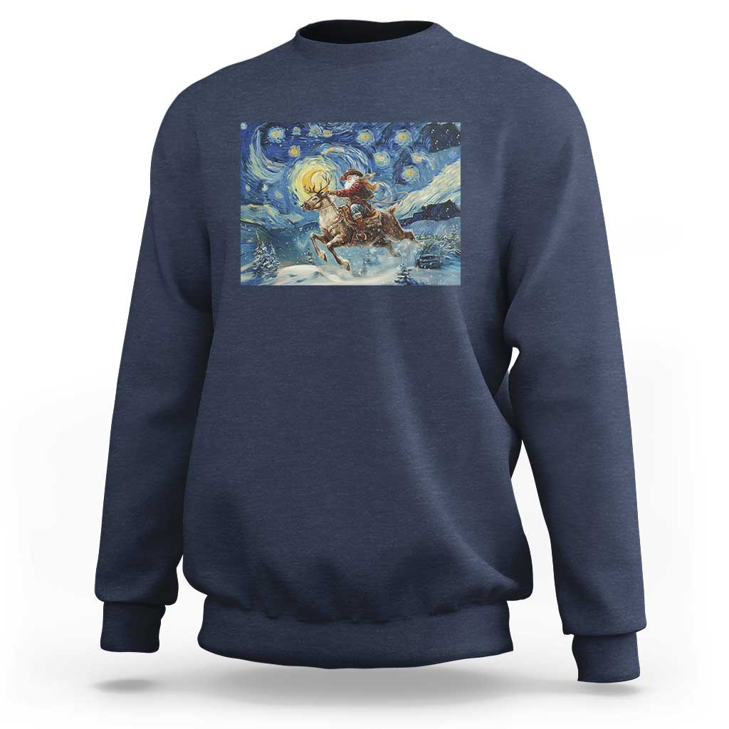 Cowboy Santa Starry Night Christmas Sweatshirt - Wonder Print Shop